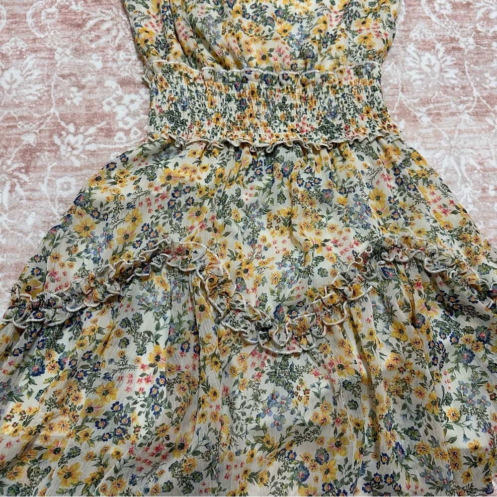 Floral Smocked Ruffle Summer High Neck Minidress 🌻 - Picture 2 of 9